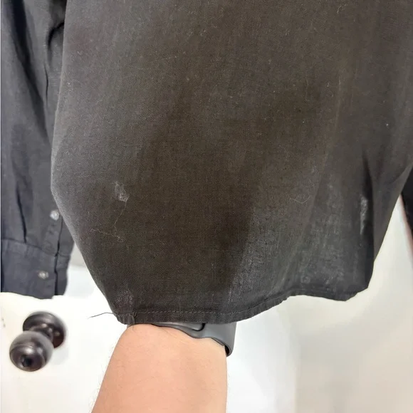 James Perse Linen Oversized Capsule Wardrobe Lightweight Shirt In Black Size 1/S - Picture 10 of 13